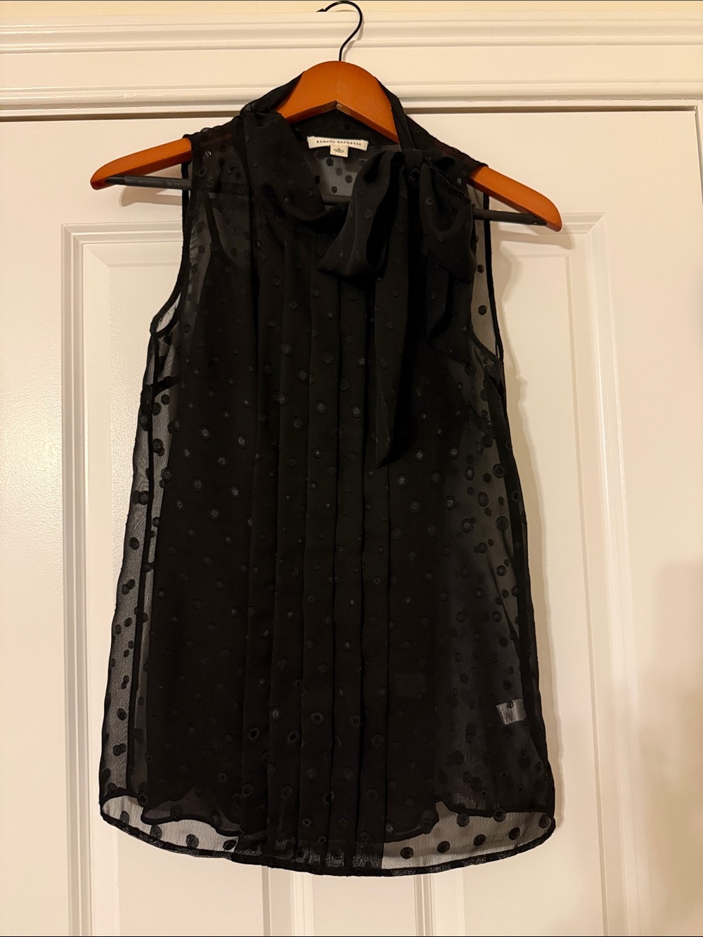 Black Sheer Two-Piece Top with tie neck